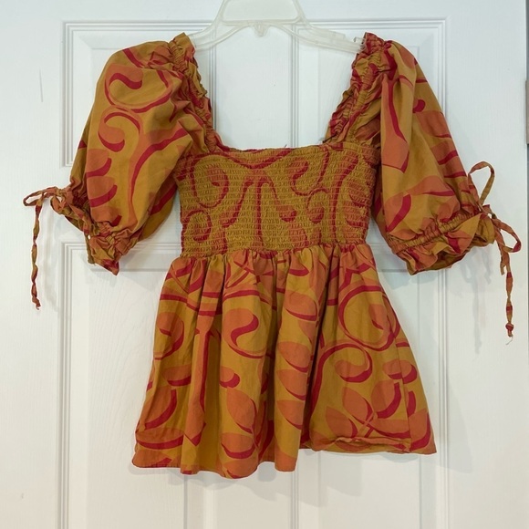 ANTHRO-Porridge Jina Smocked Babydoll Blouse - Picture 3 of 5
